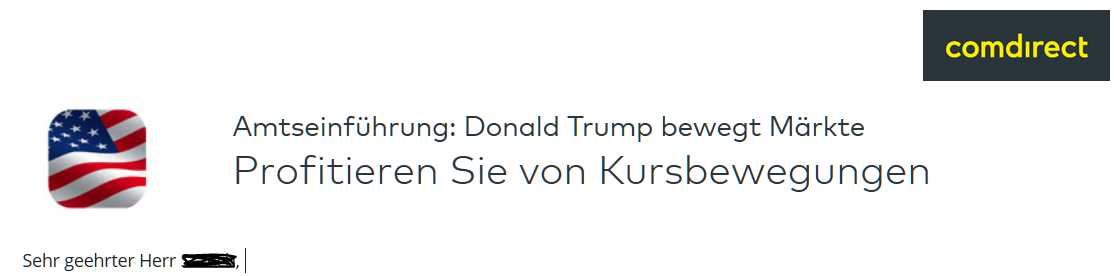 Brief an meine Bank wg. Donald Trump